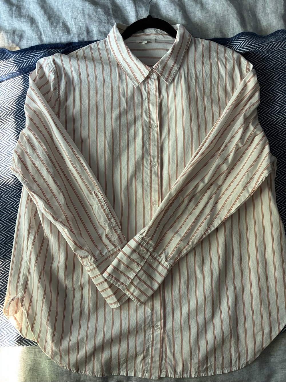 Gentle Fawn Cream 100% Cotton Button-Up Shirt with light Brown and pink Stripes